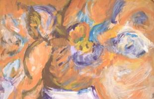 TM jelzéssel: Csendélet. Olaj, farost, sérült. 48,5x35 cm