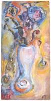 TM jelzéssel: Virágok. Olaj, karton, 70x34 cm