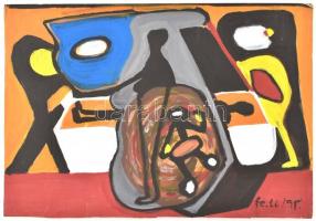 fe. Ll. '95 jelzéssel: Alakok. Olaj, karton, 38×54 cm