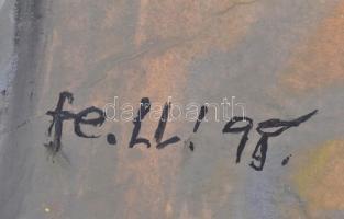 fe. Ll. '98 jelzéssel: Portré. Olaj, karton, 59,5×37 cm