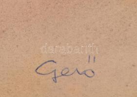 Gerő András (1936-): Buda, Pagony utca. Gouache, papír, paszpartuban, jelzett, hátoldalán feliratozo...