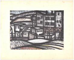 Sz. Győrfy Klára (1925-2008): Szénosztályozó (Tatabánya). Vegyes technika, papír, paszpartuban, jelz...