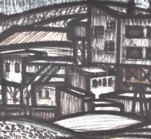 Sz. Győrfy Klára (1925-2008): Szénosztályozó (Tatabánya). Vegyes technika, papír, paszpartuban, jelz...