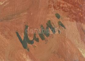 Kalló László (1925-2018): Tavaszi táj. Olaj, karton, jelzett, hátoldalán Képcsarnok Vállalat címkéjé...