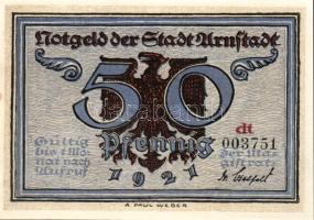 Német Birodalom/Weimari Köztársaság/ Arnstadt 1921. 50Pf(6x) 6klf db, teljes sor T:I