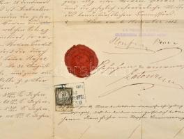 1883 Osztrák okmány 53 Gulden értékű okmánybélyeggel (szakadások)