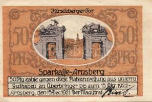 Német Birodalom/Weimari Köztársaság/ Arnsberg 1921. 50Pf + 1M + 2M 3klf db, teljes sor T:I,I-