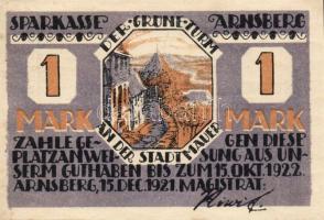 Német Birodalom/Weimari Köztársaság/ Arnsberg 1921. 50Pf + 1M + 2M 3klf db, teljes sor T:I,I-