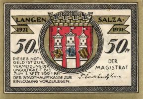 Német Birodalom/Weimari Köztársaság/ Langensalza 1921. 50Pf(6x) 6klf db, teljes sor T:I