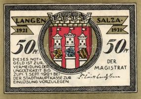 Német Birodalom/Weimari Köztársaság/ Langensalza 1921. 50Pf(6x) 6klf db, teljes sor T:I