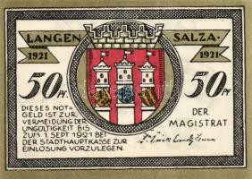 Német Birodalom/Weimari Köztársaság/ Langensalza 1921. 50Pf(6x) 6klf db, teljes sor T:I