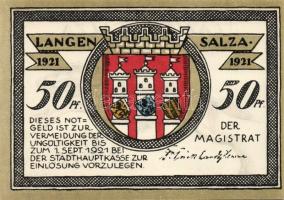 Német Birodalom/Weimari Köztársaság/ Langensalza 1921. 50Pf(6x) 6klf db, teljes sor T:I