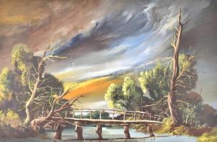 Márton József (1950-2003): Dunántúli patak. Olaj, farost, jelzett, hátoldalán a művész autográf címkéjével, 40×60 cm