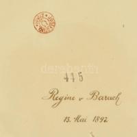 cca 1892 Josef Steidl Znaim fajansz dísztál. Kézzel festett, jelzett, alján névbejegyzéssel 1892-ből...