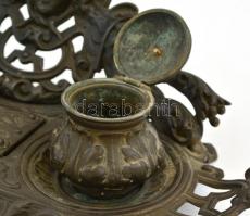 Díszes réz tintatartó, üvegbetét nélkül, jó állapotban, 20x32 cm