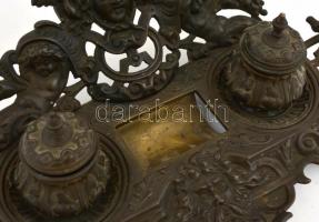 Díszes réz tintatartó, üvegbetét nélkül, jó állapotban, 20x32 cm