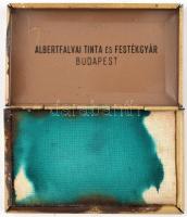 "Albertfalvai Tinta és Festékgyár, Budapest" tintapárnás fémdoboza, kopott, 12x7x2 cm