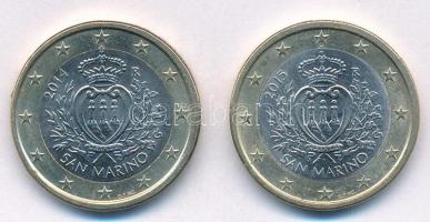 San Marino 2014-2015. 1EUR (2xklf) T:1-,2 San Marino 2014-2015. 1 Euro (2xdif) C:AU,XF