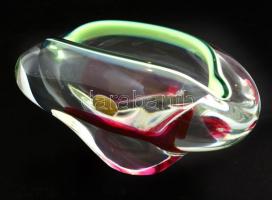 Bohemia Glass üveg hamutál, formába öntött, anyagában színezett, matricával jelzett, m: 7 cm, h: 15 cm