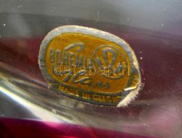 Bohemia Glass üveg hamutál, formába öntött, anyagában színezett, matricával jelzett, m: 7 cm, h: 15 ...