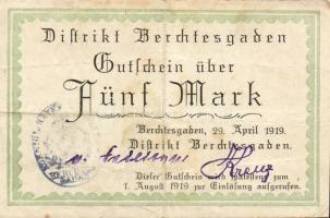 Német Birodalom/Weimari Köztársaság/Berchtesgaden 1919.4.29. 5M, 10M, 20M T:II/III