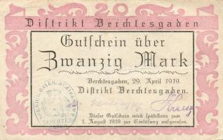 Német Birodalom/Weimari Köztársaság/Berchtesgaden 1919.4.29. 5M, 10M, 20M T:II/III