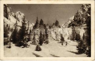 1917 Tátra, Magas-Tátra, Vysoké Tatry; Menguszfalvi-völgy. Schmidt G. 1917/19. / Mengsdorfer Tal in der Hohen Tatra / Mengusovská dolina / valley, winter sport, ski (fl)