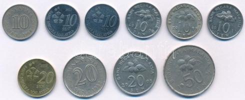 Malajzia 1968-2012. 10s-50s (10xklf) T:2-3 Malaysia 1968-2012. 10 Sen - 50 Sen (10xdiff) C:XF-F