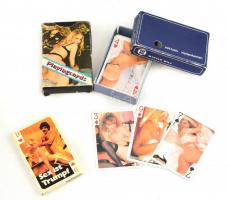3 pakli erotikus kártya (francia, skat), egyik hiányos