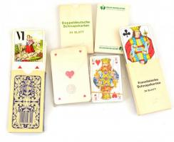 6 pakli kártya (francia römi, skat, snapszer, tarok), egyik használt