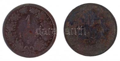 Vegyes: 1859B 1kr Cu + Ausztria 1858V 1kr Cu T:3