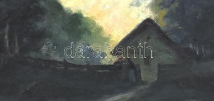 Péczely Antal (1891-1944): Beszélgetés napnyugtakor. Olaj, vászon, restaurált, jelzett. Díszes, neob...