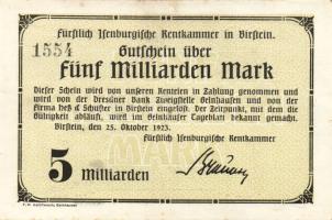 Német Birodalom/Weimari Köztársaság/Birstein 1923.10.25. 5000.000.000M T:II