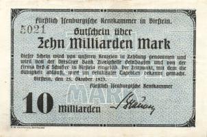 Német Birodalom/Weimari Köztársaság/ Birstein 1923.10.25. 10.000.000.000M T:II