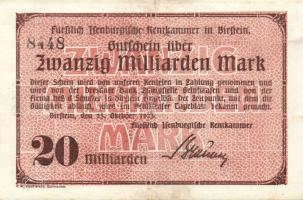 Német Birodalom/Weimari Köztársaság/Birstein 1923.10.25. 20.000.000.000M "Oktboer" T:II