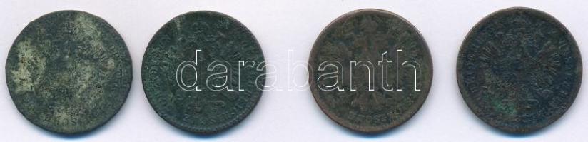 1860B 1kr Cu (2x) + 1861E 1kr Cu + 1862E 1kr Cu T:2-,3 kis patina, szennyeződés