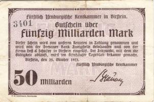 Német Birodalom/Weimari Köztársaság/Birstein 1923.10.25. 50.000.000.000M T:II