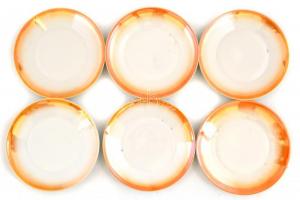 Zsolnay teázó szett, kannával, kiöntővel, cukortartóval, 6 db csészével és hozzá tartozó aljakkal, m...