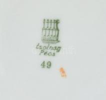 Zsolnay teázó szett, kannával, kiöntővel, cukortartóval, 6 db csészével és hozzá tartozó aljakkal, m...