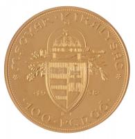 1938. 100P aranyozott Cu utánverete "R" jelzéssel T:PP