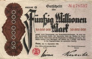 Német Birodalom/Weimari Köztársaság/Bonn 1923.9.13. 50.000.000M T:II-