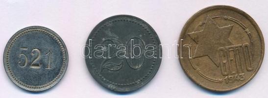 DN 3xklf zseton, közte Lengyelország 1943. 10M "Litzmannstadt" gettópénz öntött Br (HAMIS!...