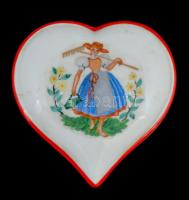 Drasche porcelán szív alakú dobozka, matricás, jelzett, apró kopásokkal, 9,5x9,5 cm