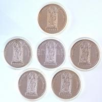 DN "Árpád-Házi Szentjeink" 6db klf ezüstözött Cu-Ni emlékéremből álló éremszett díszdobozb...