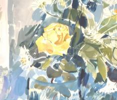 Gulyás Dénes (1927-2003): Rózsa. Akvarell, papír, jelzett és datált (Gulyás 1977), hátoldalán Képcsa...