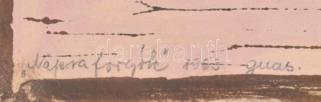 Olvashatatlan jelzéssel: Napraforgók. Gouache, linómetszet, papír, kartonra kasírozva, üvegezett fa ...