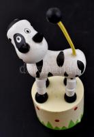 Retró tehén játék figura, fa-gumi, m: 12,5 cm