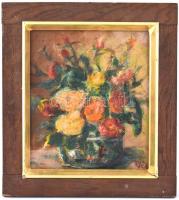 Vén jelzéssel: Rózsák vázában. Olaj, farost, keretben, 39x39 cm