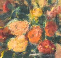 Vén jelzéssel: Rózsák vázában. Olaj, farost, keretben, 39x39 cm