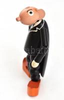 Retró bohóc játék figura, fa-gumi, kissé kopott, hiányos (?), m: 10 cm
